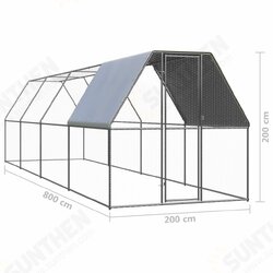 Outdoor Chicken Cage 6.6'x26.2'x6.6' Galvanized Steel Outdoor Chicken Cage 6.6'x26.2'x6.6' Galvanized Steel