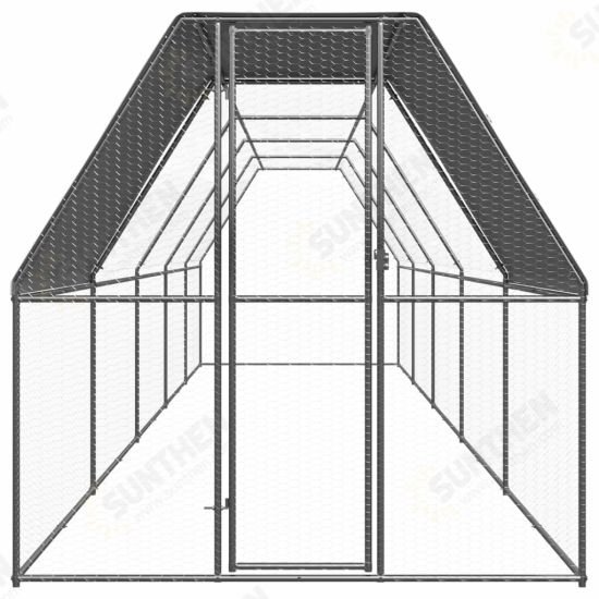 Outdoor Chicken Cage 6.6'x32.8'x6.6' Galvanized Steel