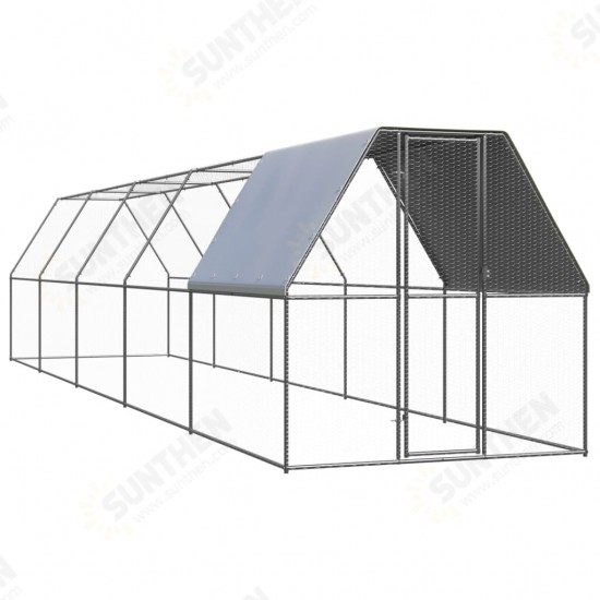 Outdoor Chicken Cage 6.6'x32.8'x6.6' Galvanized Steel