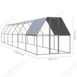 Outdoor Chicken Cage 6.6'x39.4'x6.6' Galvanized Steel Outdoor Chicken Cage 6.6'x39.4'x6.6' Galvanized Steel