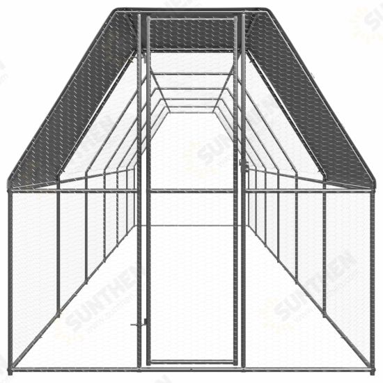 Outdoor Chicken Cage 6.6'x39.4'x6.6' Galvanized Steel