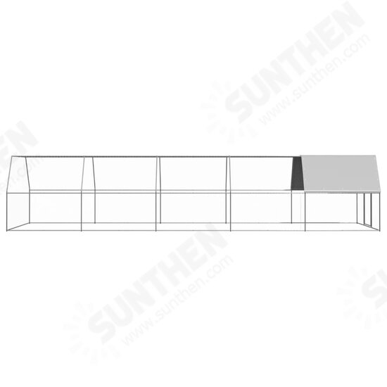 Outdoor Chicken Cage 9.8'x32.8'x6.6' Galvanized Steel