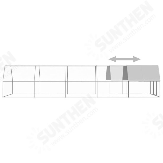 Outdoor Chicken Cage 9.8'x32.8'x6.6' Galvanized Steel