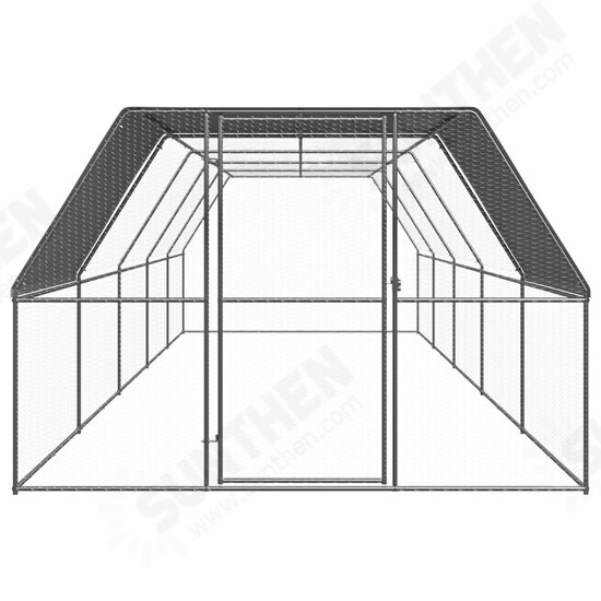 Outdoor Chicken Cage 9.8'x32.8'x6.6' Galvanized Steel