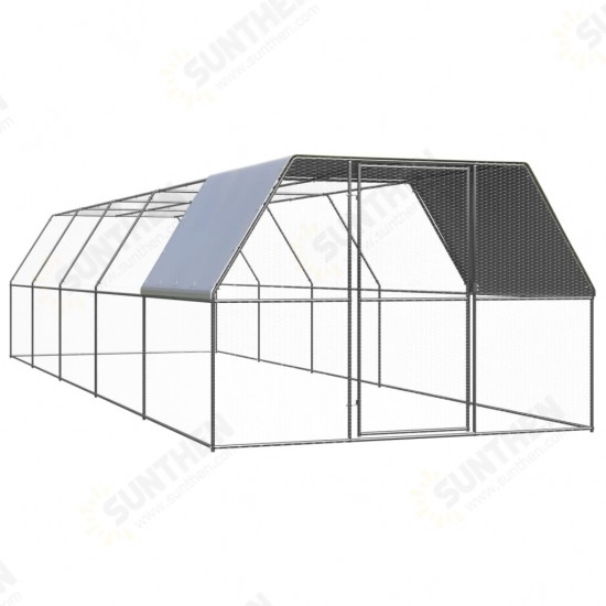 Outdoor Chicken Cage 9.8'x32.8'x6.6' Galvanized Steel