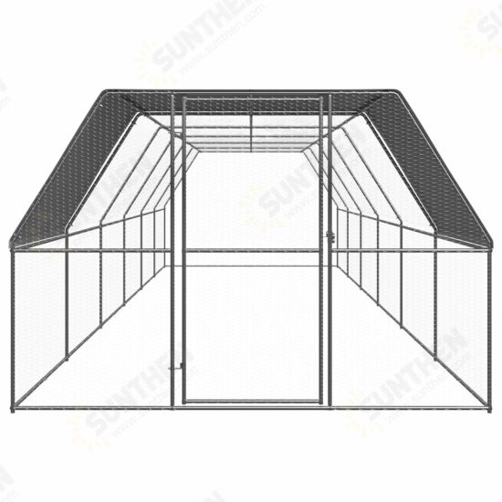 Outdoor Chicken Cage 9.8'x39.4'x6.6' Galvanized Steel