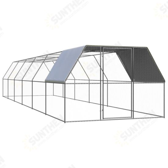 Outdoor Chicken Cage 9.8'x39.4'x6.6' Galvanized Steel Outdoor Chicken Cage 9.8'x39.4'x6.6' Galvanized Steel