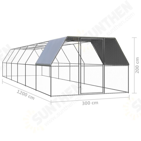 Outdoor Chicken Cage 9.8'x39.4'x6.6' Galvanized Steel