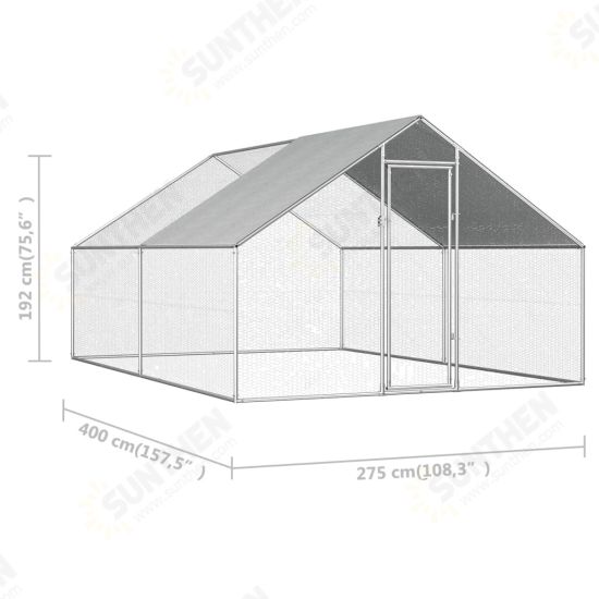 Outdoor Chicken Cage 9'x13.1'x6'3inch Galvanized Steel