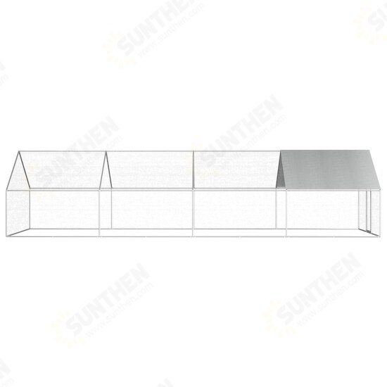 Outdoor Chicken Cage 9'x26.2'x6'3inch Galvanized Steel