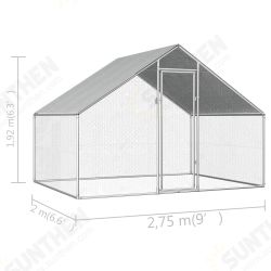 Outdoor Chicken Cage 9'x6.6'x6'3inch Galvanized Steel Outdoor Chicken Cage 9'x6.6'x6'3inch Galvanized Steel