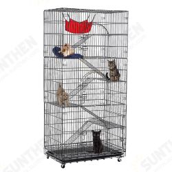 Oversized 6 Tier Cat Cage 77inch Tall 1-5 Cats w/Hammock, Cat Bed & 5 Ramp Ladders 5 Platforms 3 Front Door Tray Cat Litter Playpen Cat House Pet Pen Oversized 6 Tier Cat Cage 77inch Tall 1-5 Cats w/Hammock, Cat Bed & 5 Ramp Ladders 5 Platforms 3 Front Door Tray Cat Litter Playpen Cat House Pet Pen