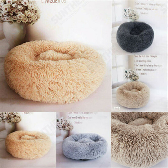 Pet Beds Dog Cat Calming Warm Soft Plush Cute Round Nest Comfortable Sleeping