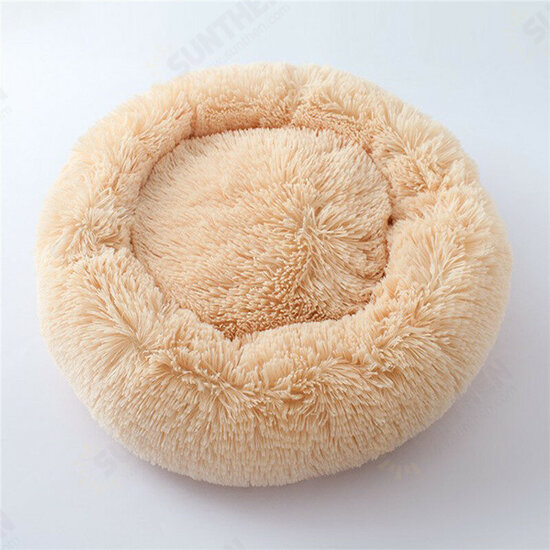 Pet Beds Dog Cat Calming Warm Soft Plush Cute Round Nest Comfortable Sleeping