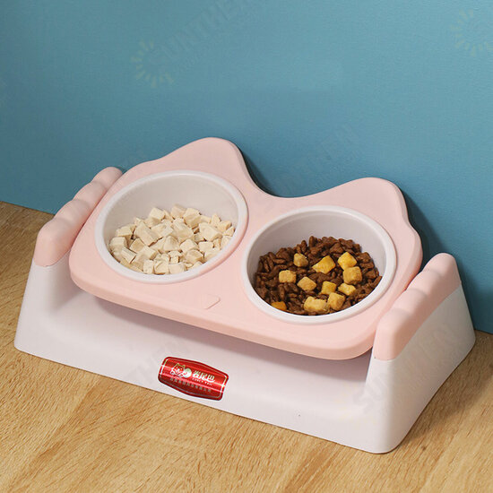 Pet Double Bowls Food Water Feeder Cat Food Bowl Dog Puppy Feeding Dishes