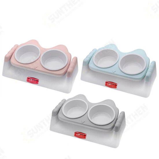 Pet Double Bowls Food Water Feeder Cat Food Bowl Dog Puppy Feeding Dishes