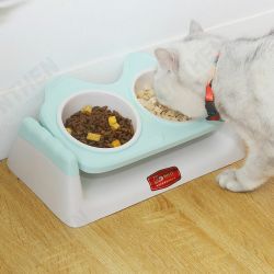 Pet Double Bowls Food Water Feeder Cat Food Bowl Dog Puppy Feeding Dishes Pet Double Bowls Food Water Feeder Cat Food Bowl Dog Puppy Feeding Dishes