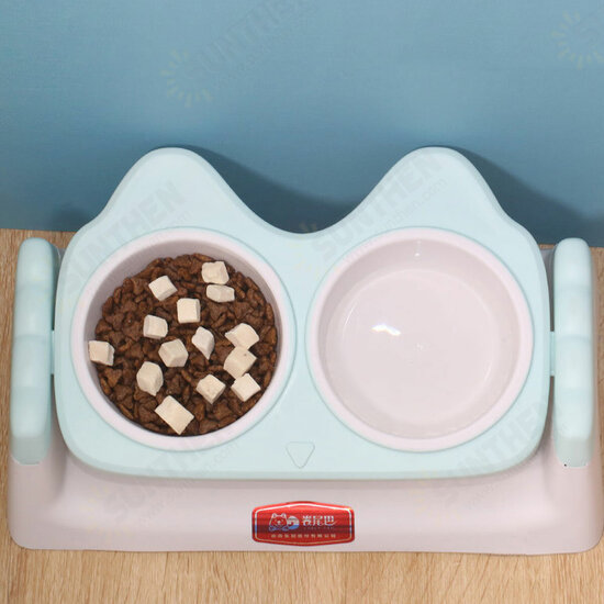 Pet Double Bowls Food Water Feeder Cat Food Bowl Dog Puppy Feeding Dishes