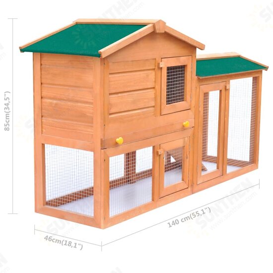 Rabbit Hutch 55.1inchx18.1inchx33.5inch Solid Pine Wood