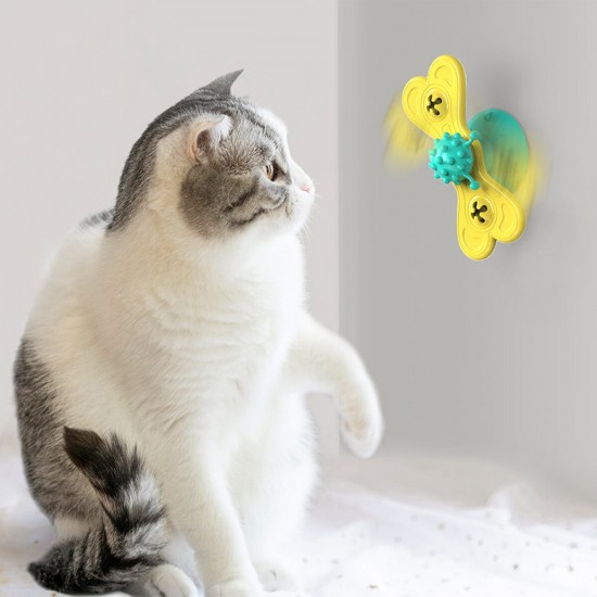 Windmill Cat Toy Funny Turntable Teasing Pet Toy Scratching Tickle Cats Hair Brush Cat Toys Interactive Puzzle Smart Pet