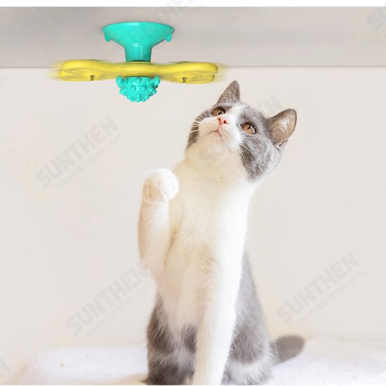 Windmill Cat Toy Funny Turntable Teasing Pet Toy Scratching Tickle Cats Hair Brush Cat Toys Interactive Puzzle Smart Pet