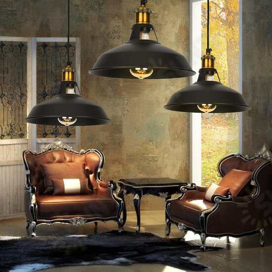 110V-250V 27cm Retro Chandeliers Pendant Lights E26/E27 Black Pendant Lighting For Home Without Bulb