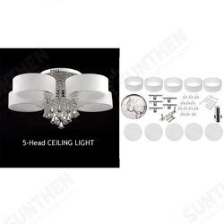 110V/220V 3-Head / 5-Head Remote Crystal Ceiling Light Chandelier Lamp Modern Living Room