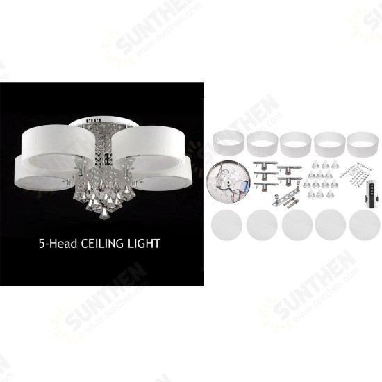 110V/220V 3-Head / 5-Head Remote Crystal Ceiling Light Chandelier Lamp Modern Living Room