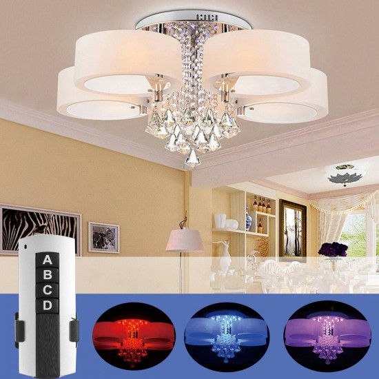 110V/220V 3-Head / 5-Head Remote Crystal Ceiling Light Chandelier Lamp Modern Living Room