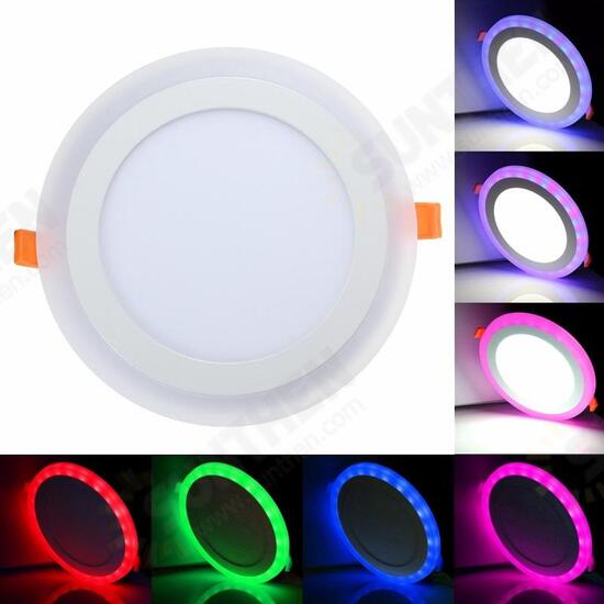 12W RGB Dual Color LED Recessed Ceiling Round Panel Down Light Lamp AC85-265V