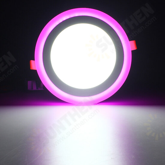 12W RGB Dual Color LED Recessed Ceiling Round Panel Down Light Lamp AC85-265V