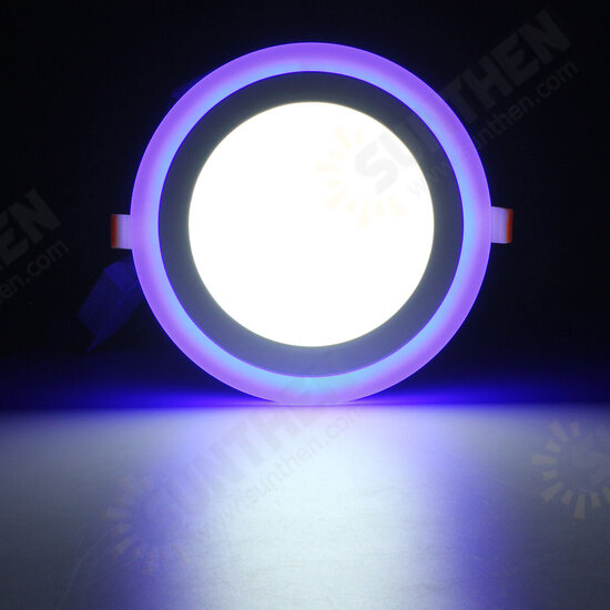 12W RGB Dual Color LED Recessed Ceiling Round Panel Down Light Lamp AC85-265V