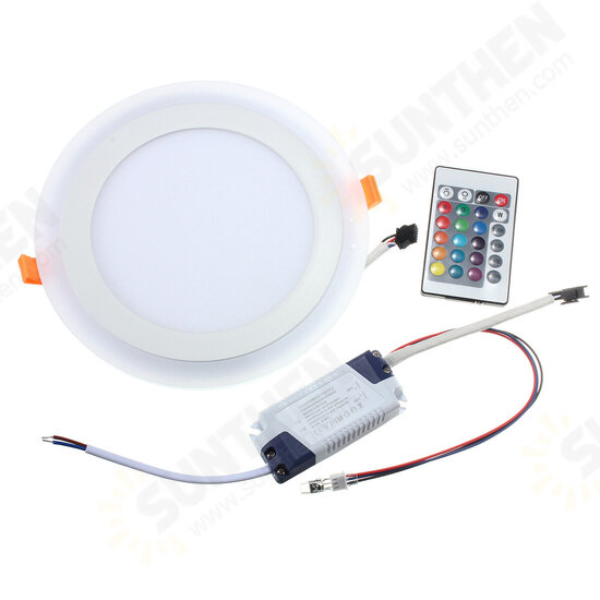 12W RGB Dual Color LED Recessed Ceiling Round Panel Down Light Lamp AC85-265V