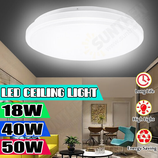 18/40/50W LED Ceiling Lights Panel Down Round Kitchen Bathroom Room Wall Lamp