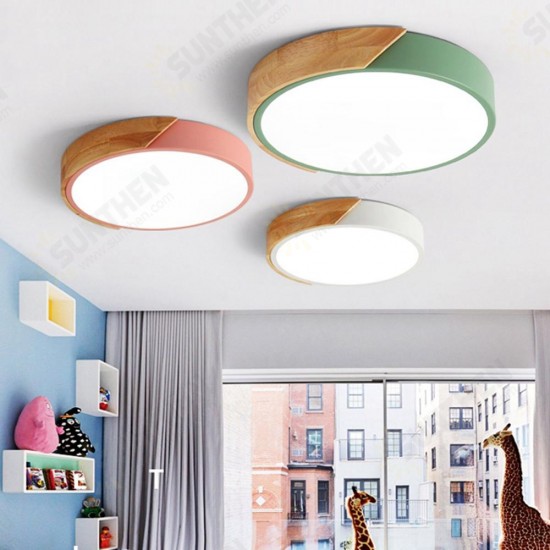 18W Ultra-thin Ceiling Light Colorful Round Acrylic LED Wood Room Ceiling Lamp