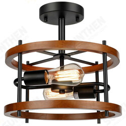 2-Light Retro Semi Flush Mount Ceiling Light Fixture Rustic Vintage Wood Industrial Farmhouse Lamp for Hallway Entryway Bedroom Balcony Farmhouse 2-Light Retro Semi Flush Mount Ceiling Light Fixture Rustic Vintage Wood Industrial Farmhouse Lamp for Hallway Entryway Bedroom Balcony Farmhouse