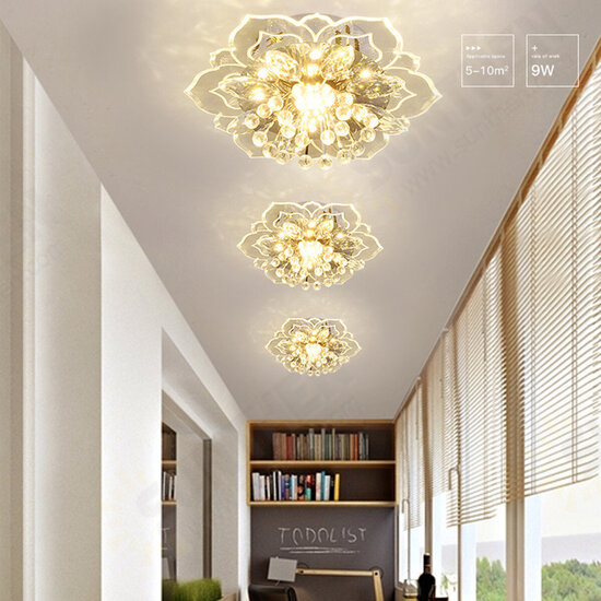 220V Crystal LED Ceiling Light Fixture Pendant Modern Lamp Home Room Lighting