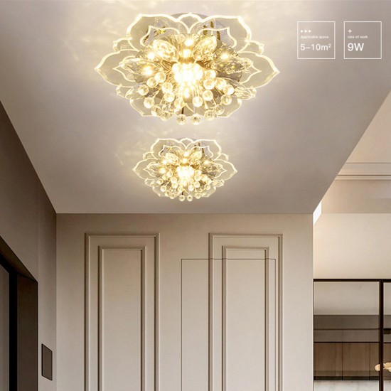 220V Crystal LED Ceiling Light Fixture Pendant Modern Lamp Home Room Lighting