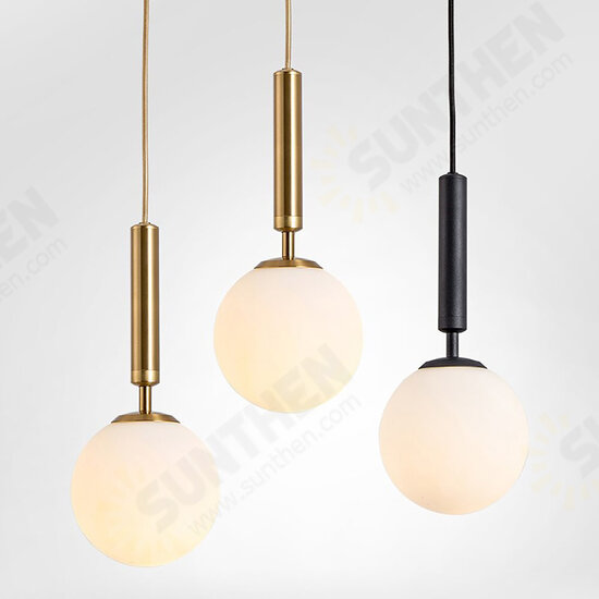 220V E14 12W/16W LED Modern Pendant Lamp Luxurious Gold/Black Glass Ball Lampshade Hanging Lights Fixtures For Dining Room Bedroom Decoration Lighting