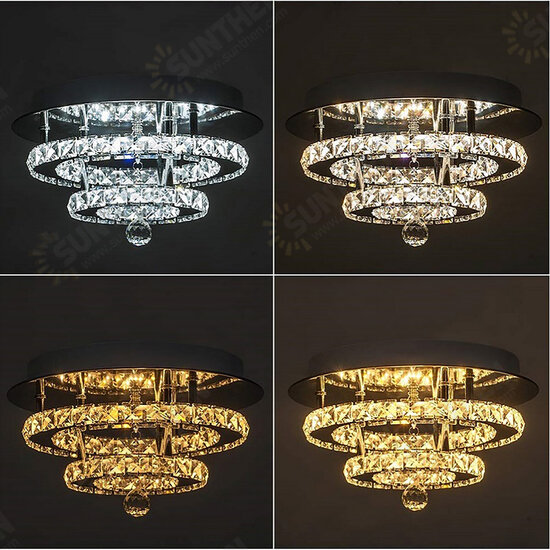 24W/48W Chandelier Crystal Stepless Dimming LED Round Ceiling Light Remote Control Fixture Decor AC100-240V 24W/48W Chandelier Crystal Stepless Dimming LED Round Ceiling Light Remote Control Fixture Decor AC100-240V