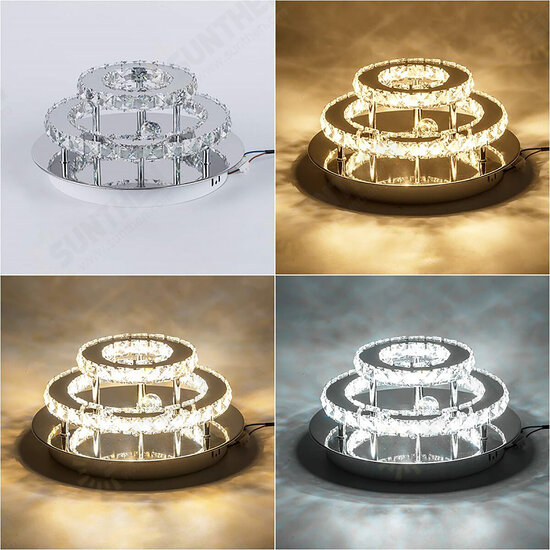 24W/48W Chandelier Crystal Stepless Dimming LED Round Ceiling Light Remote Control Fixture Decor AC100-240V 24W/48W Chandelier Crystal Stepless Dimming LED Round Ceiling Light Remote Control Fixture Decor AC100-240V