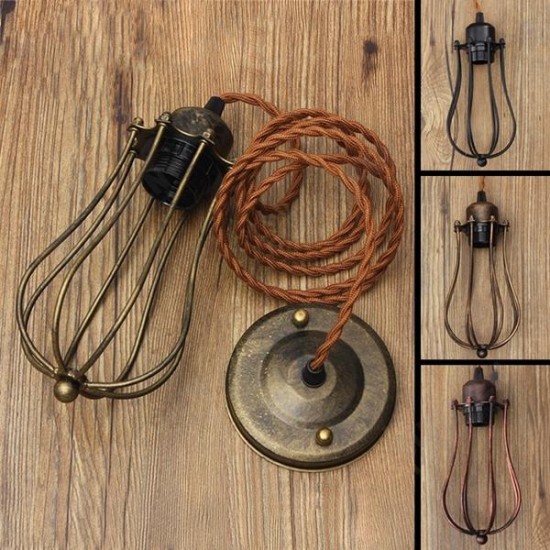 2M Vintage Pendant Trouble Light Bulb Guard Wire Cage Ceiling Hanging Lampshade 2M Vintage Pendant Trouble Light Bulb Guard Wire Cage Ceiling Hanging Lampshade