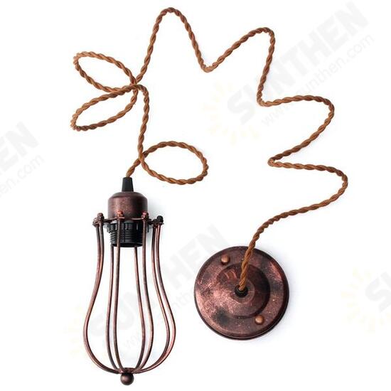 2M Vintage Pendant Trouble Light Bulb Guard Wire Cage Ceiling Hanging Lampshade