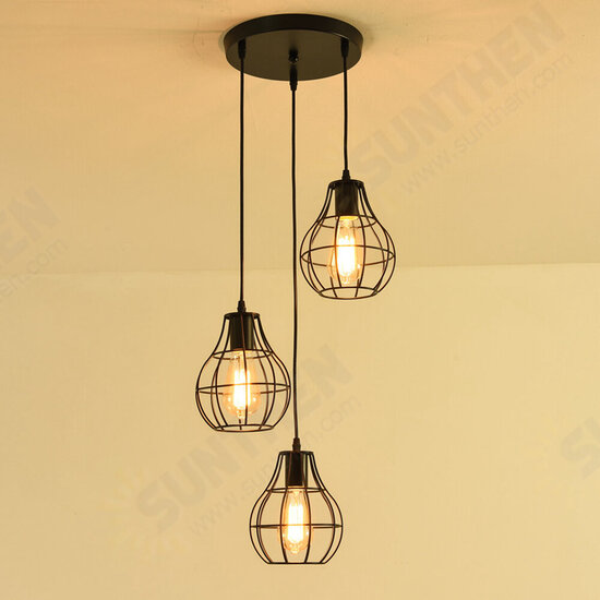 3-Lights Industrial Pendant Lighting Ceiling Metal Vintage Hanging Retro Lamp Without Bulb