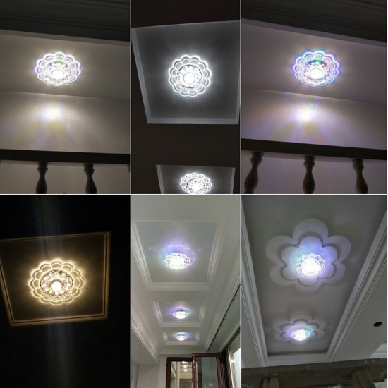 3/5W 7.9'' LED Crystal Ceiling Light Ultra Thin Flush Mount Kitchen Home Fixture