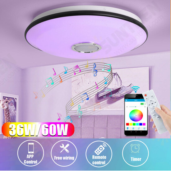 36-60W LED RGB Music Ceiling Lamp bluetooth APP+Remote Control Home Bedroom Lights