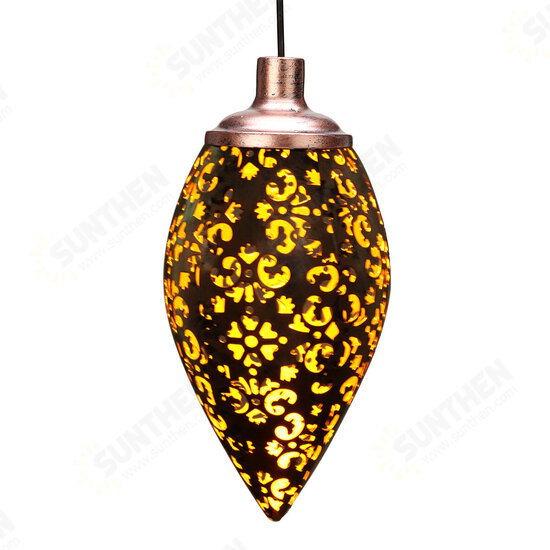 3.94''x8.27''x23.23'' Outdoor Iron Solar Light Pendant Hollow Projection Landscape Garden