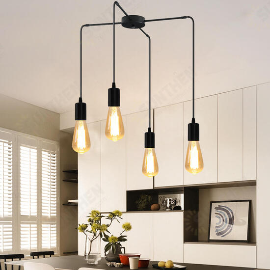 4 Heads E27 Modern LED Chandelier Adjustable Pendant Lamp Ceiling Light Bulb