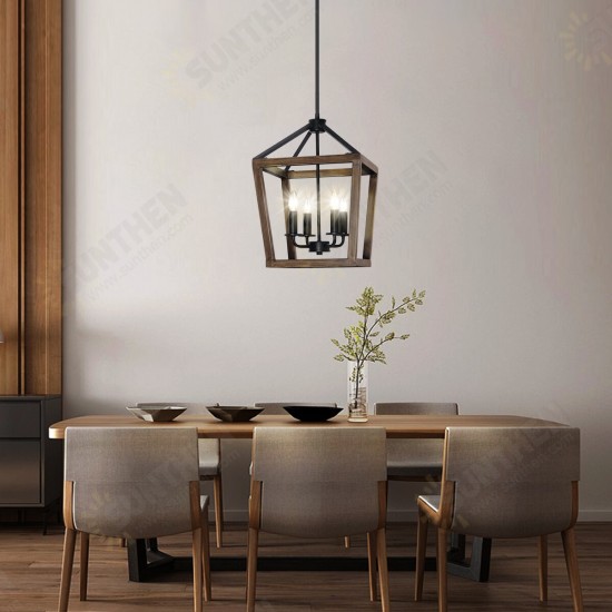 4-Light Chandelier Rustic Metal Pendant Light, Adjustable Height Square Pendant Ceiling Hanging Light Fixture with Oil Rubbed Bronze Finish 4-Light Chandelier Rustic Metal Pendant Light, Adjustable Height Square Pendant Ceiling Hanging Light Fixture with Oil Rubbed Bronze Finish