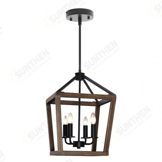 4-Light Chandelier Rustic Metal Pendant Light, Adjustable Height Square Pendant Ceiling Hanging Light Fixture with Oil Rubbed Bronze Finish 4-Light Chandelier Rustic Metal Pendant Light, Adjustable Height Square Pendant Ceiling Hanging Light Fixture with Oil Rubbed Bronze Finish